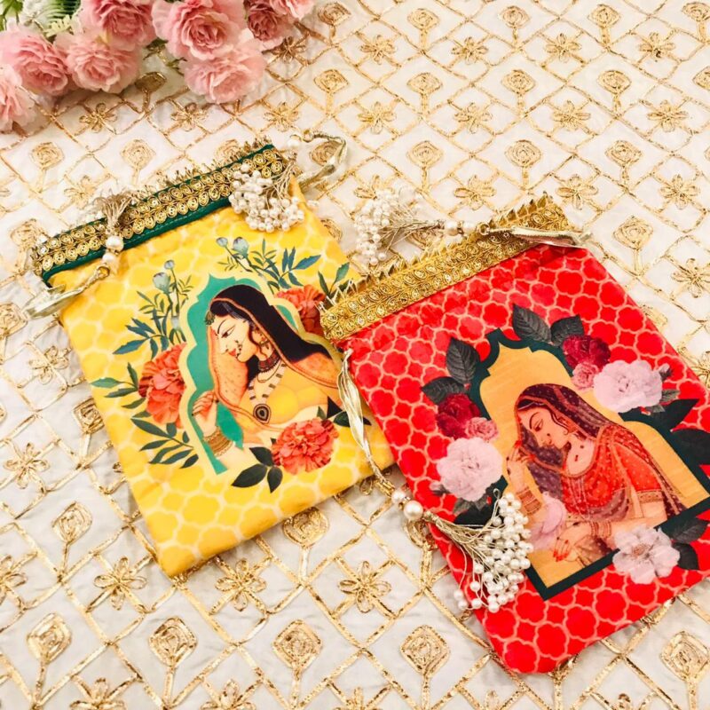 customize beautiful potli bags combo set of 10 pieces, size : 9" x 7"